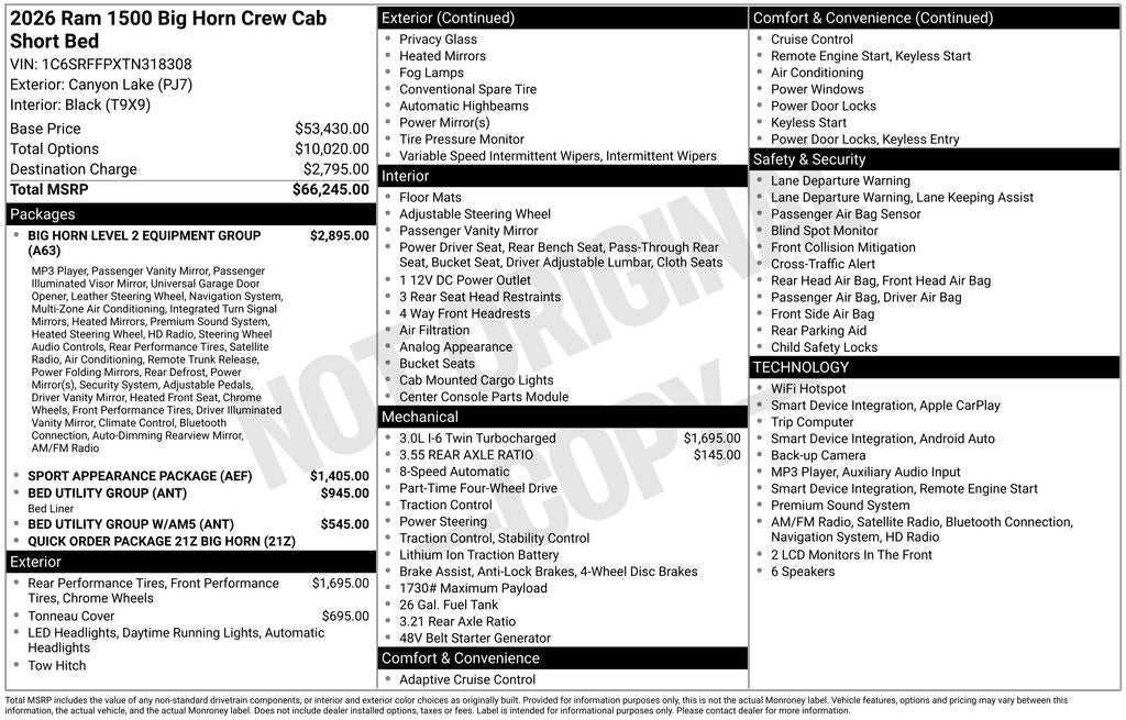 2026 RAM 1500 Big Horn/Lone Star