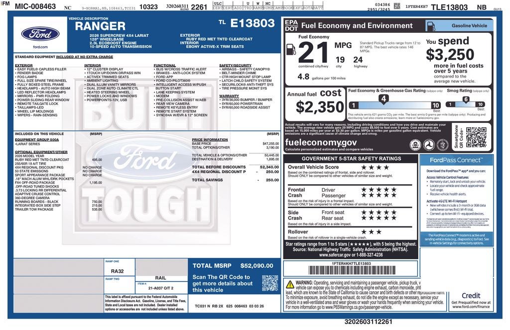 2026 Ford Ranger Lariat