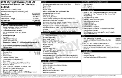 2022 Chevrolet Silverado 1500 LTD Custom Trail Boss