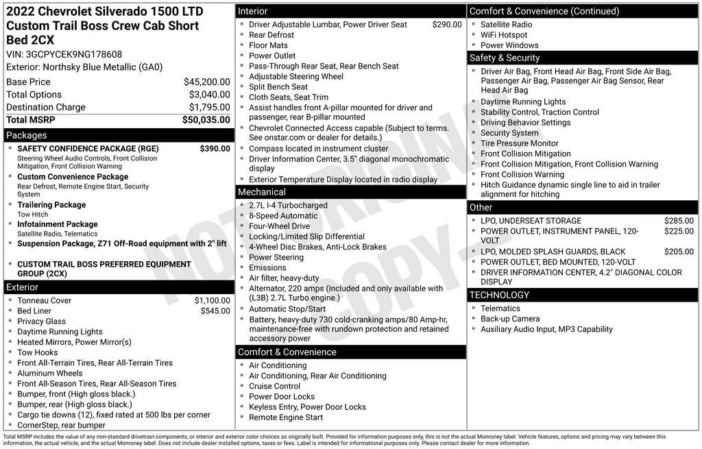 2022 Chevrolet Silverado 1500 LTD Custom Trail Boss