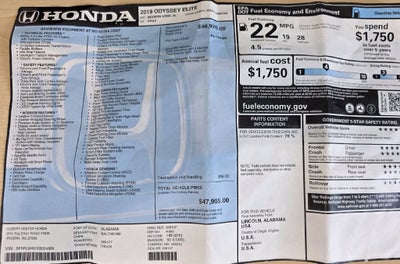 2019 Honda Odyssey Elite
