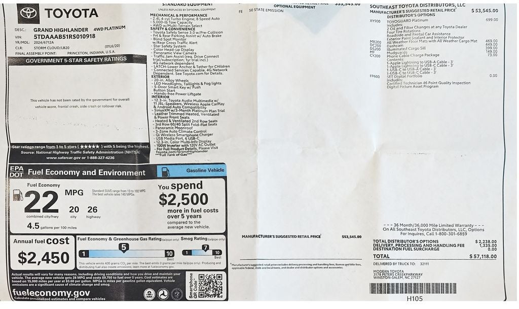 2024 Toyota Grand Highlander Platinum
