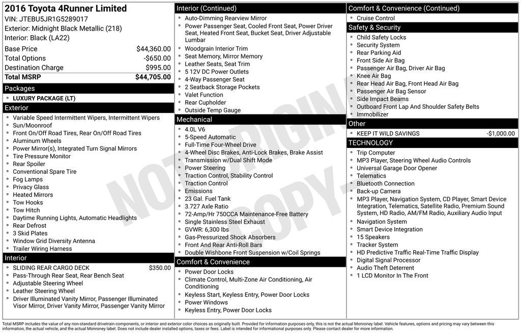 2016 Toyota 4Runner Base