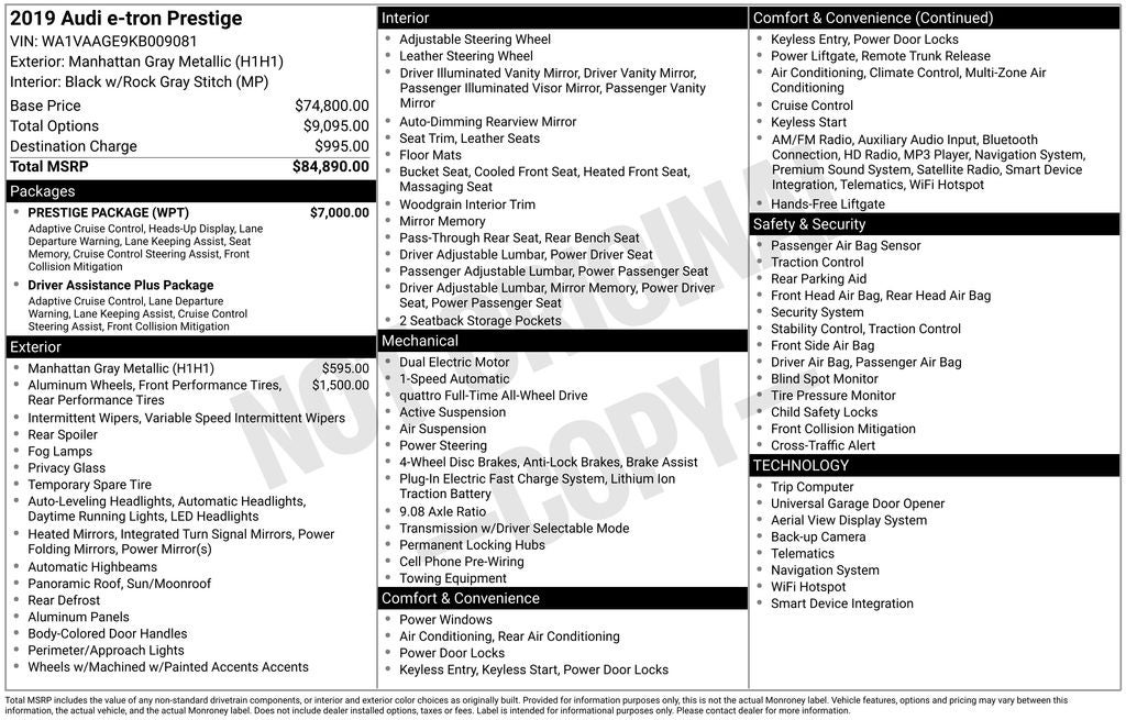 2019 Audi e-tron Prestige quattro