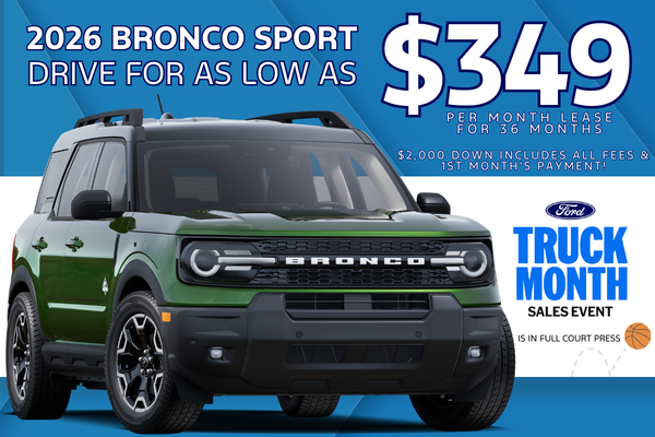 2025 Bronco Sport Big Bend: $349 per month lease