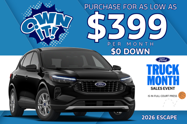 2026 Escape Active: $399 per month purchase