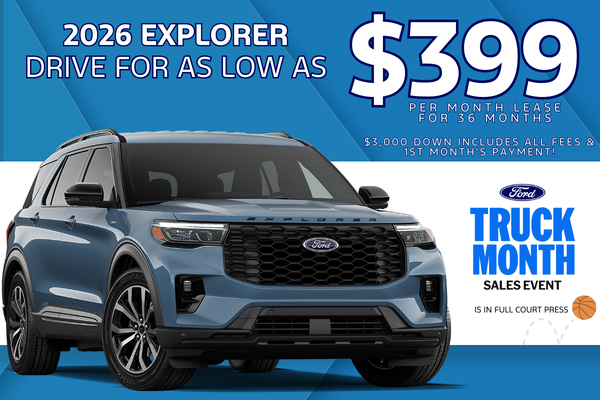 2026 Explorer Active: $399 per month lease